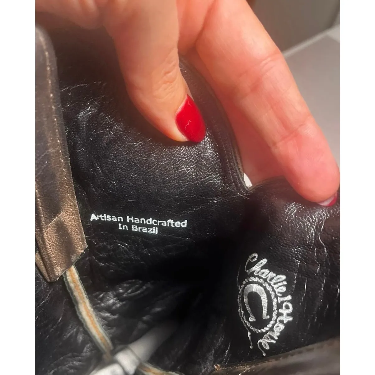 Charlie 1 Horse womens artisan handcrafted leather cowgirl boots 9B dark brown - Image 6