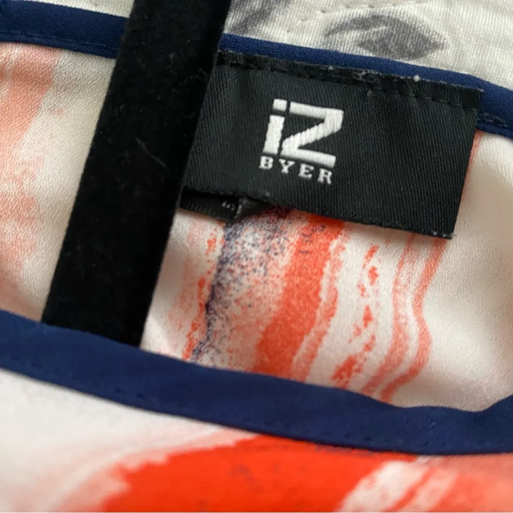 iZ Byer Women's Blouse Orange, Blue, White 3/4 Sleeve V Neck Top Size L - Image 8