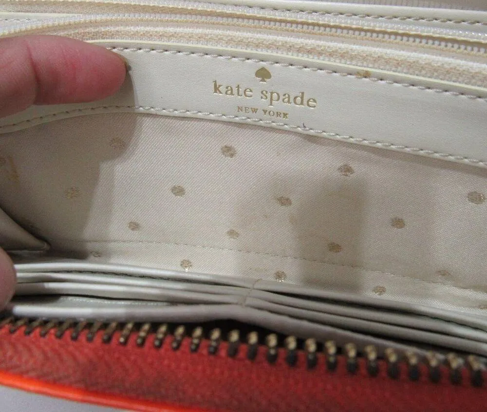 Kate Spade New York Wallet Multicolor Orange Striped Zip Around - Image 5