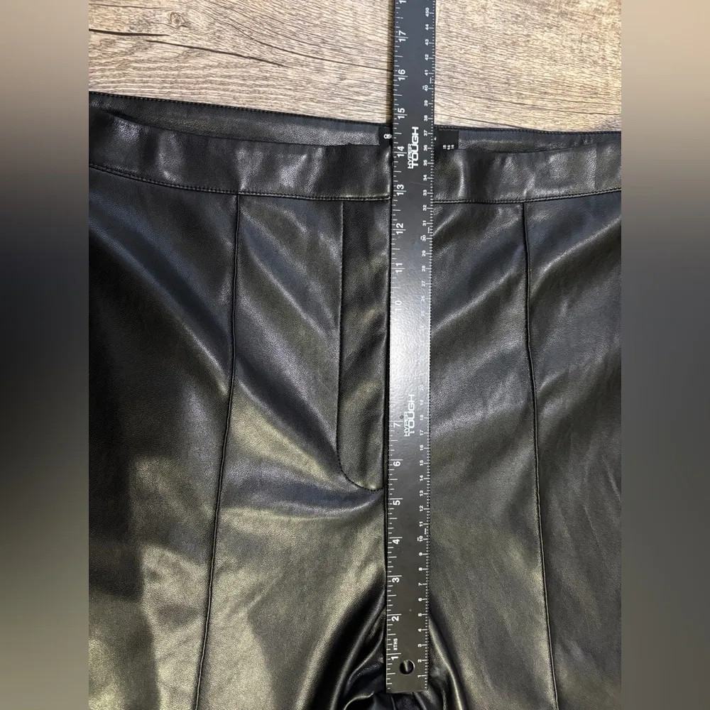 ASOS by design black faux leather high rise ankle kick split flare leg trousers - Image 6