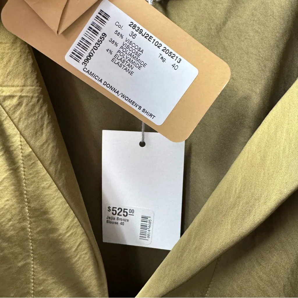 NEW Jejia Satin Long Sleeve Tie Neck Collared Blouse Top Green EU 40 NWT Size undefined - Image 5