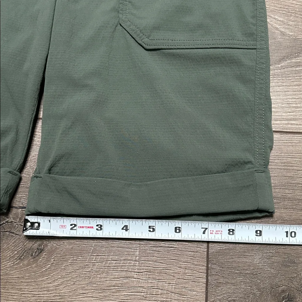 Athleta Trekkie 9” Mid Rise Bermuda Hiking Casual Shorts Olive Green Size 10 - Image 8