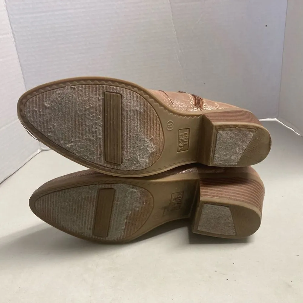 TIME &‎ TRU Shiny Zipper Booties Size 8 Brown - Image 6