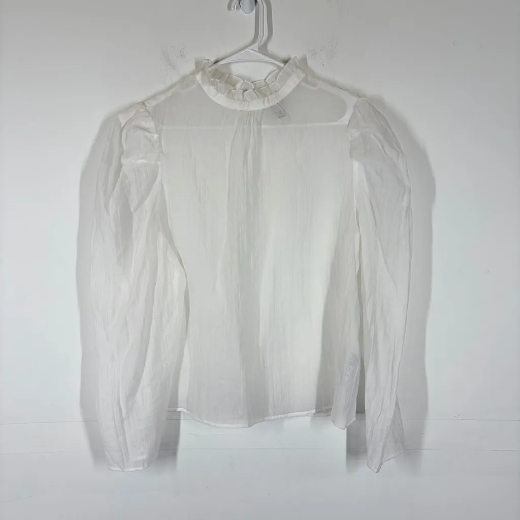 NWOT Anthro Maeve Sheer Mock Neck Long Sleeve Blouse Size Medium - Image 3