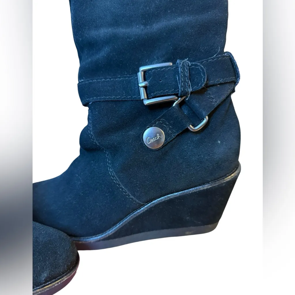 Coach Black Suede Candid Wedge Knee High Boots - Image 2