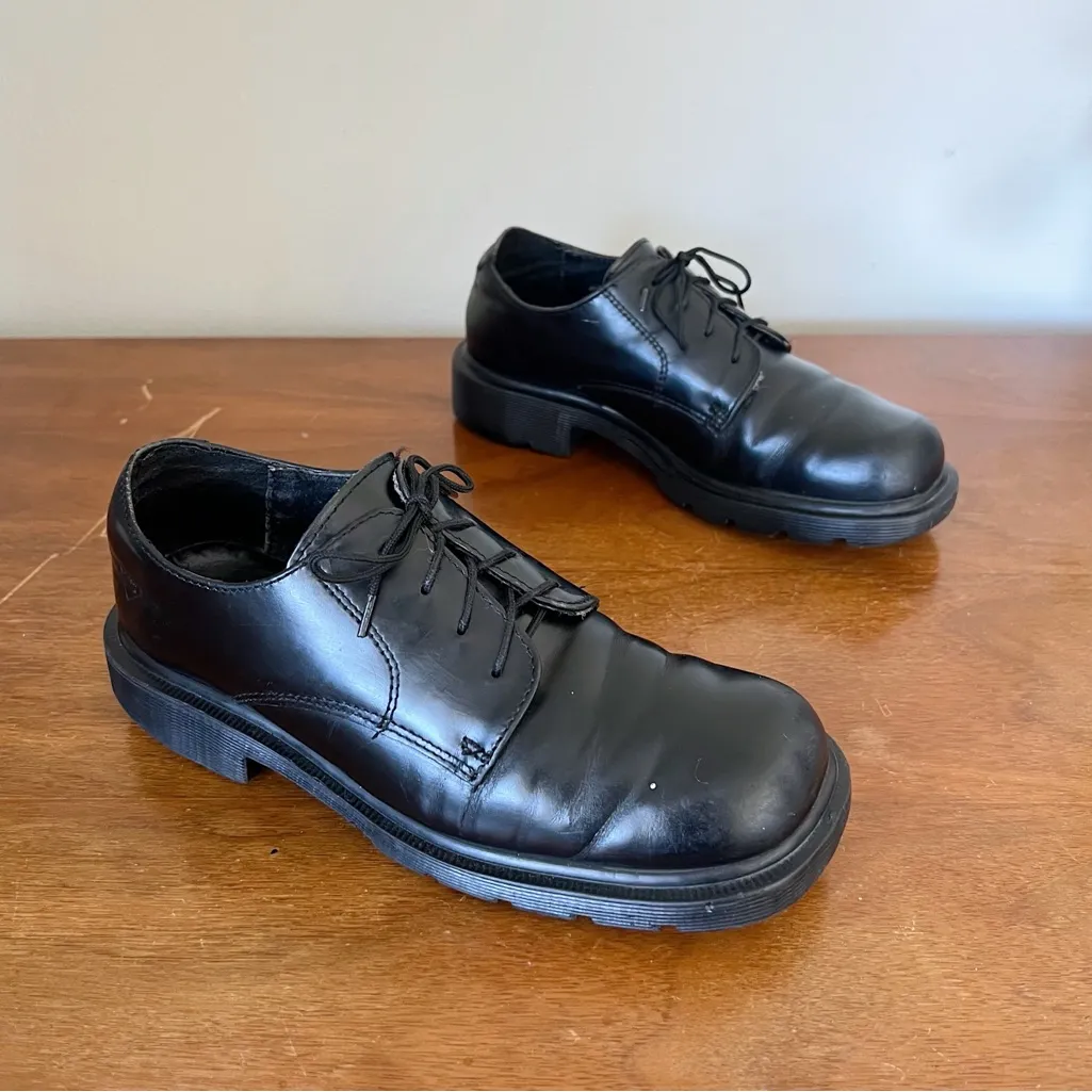 Dr Martens • vintage 8784 oxford shoe black leather square toe made in England - Image 10