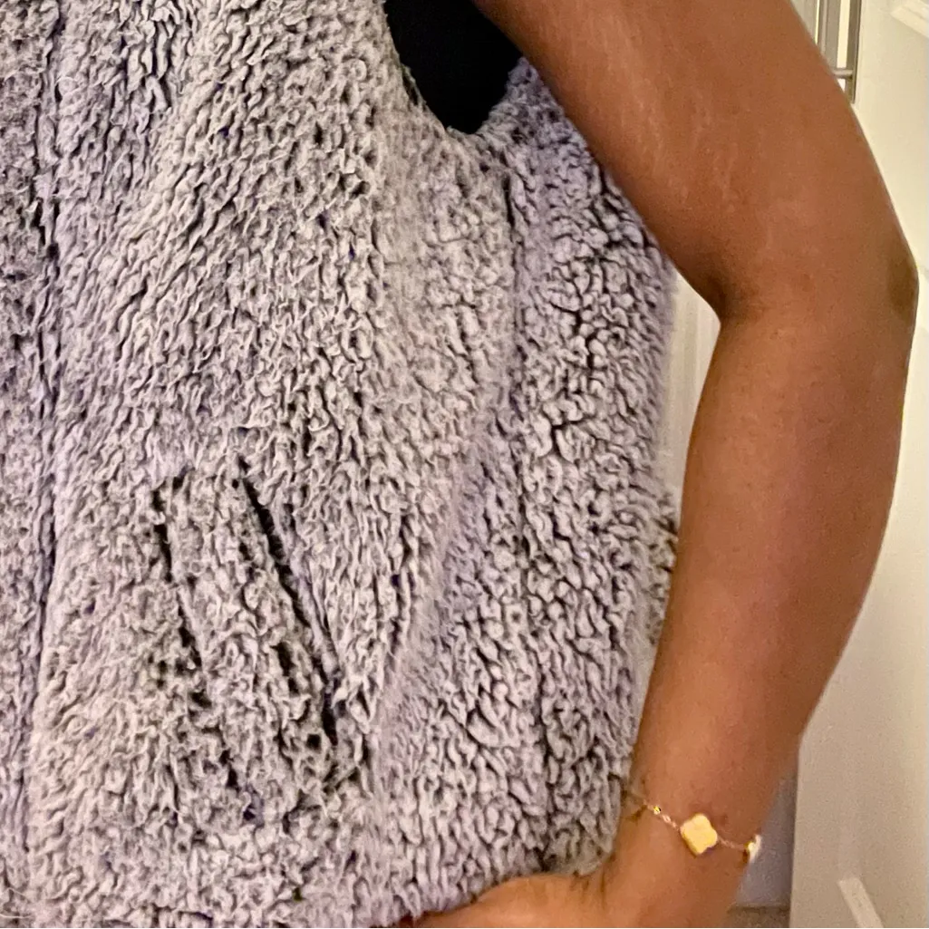 Cozy Gray Fuzzy Sleevless Vest - Image 3