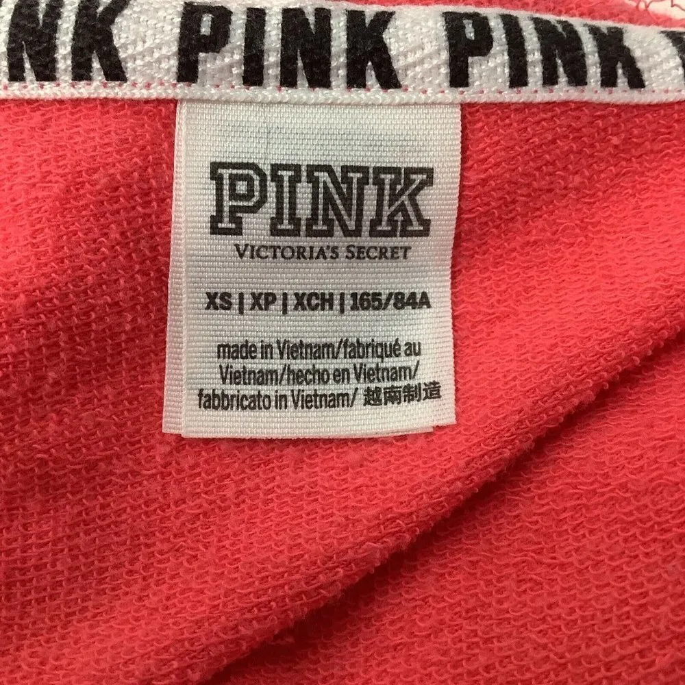 Victoria Secret Size XS Coral Pink Printed Sleeve Hooded Jacket. Preloved - Image 5