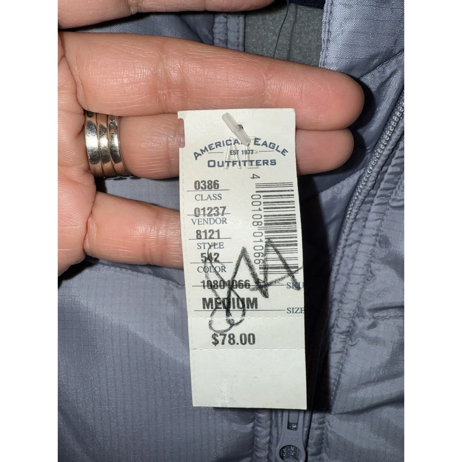 American Eagle‎ NEW Women's M Performance Puffer Jacket Vest Down Filled Gray - Image 3