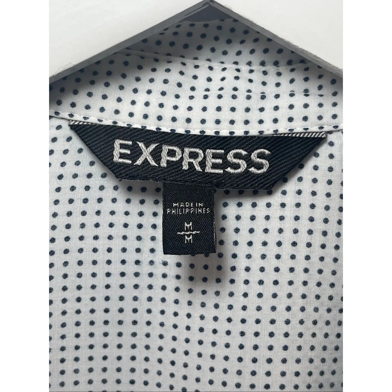 Express white polka dot button down shirt Size M - Image 11