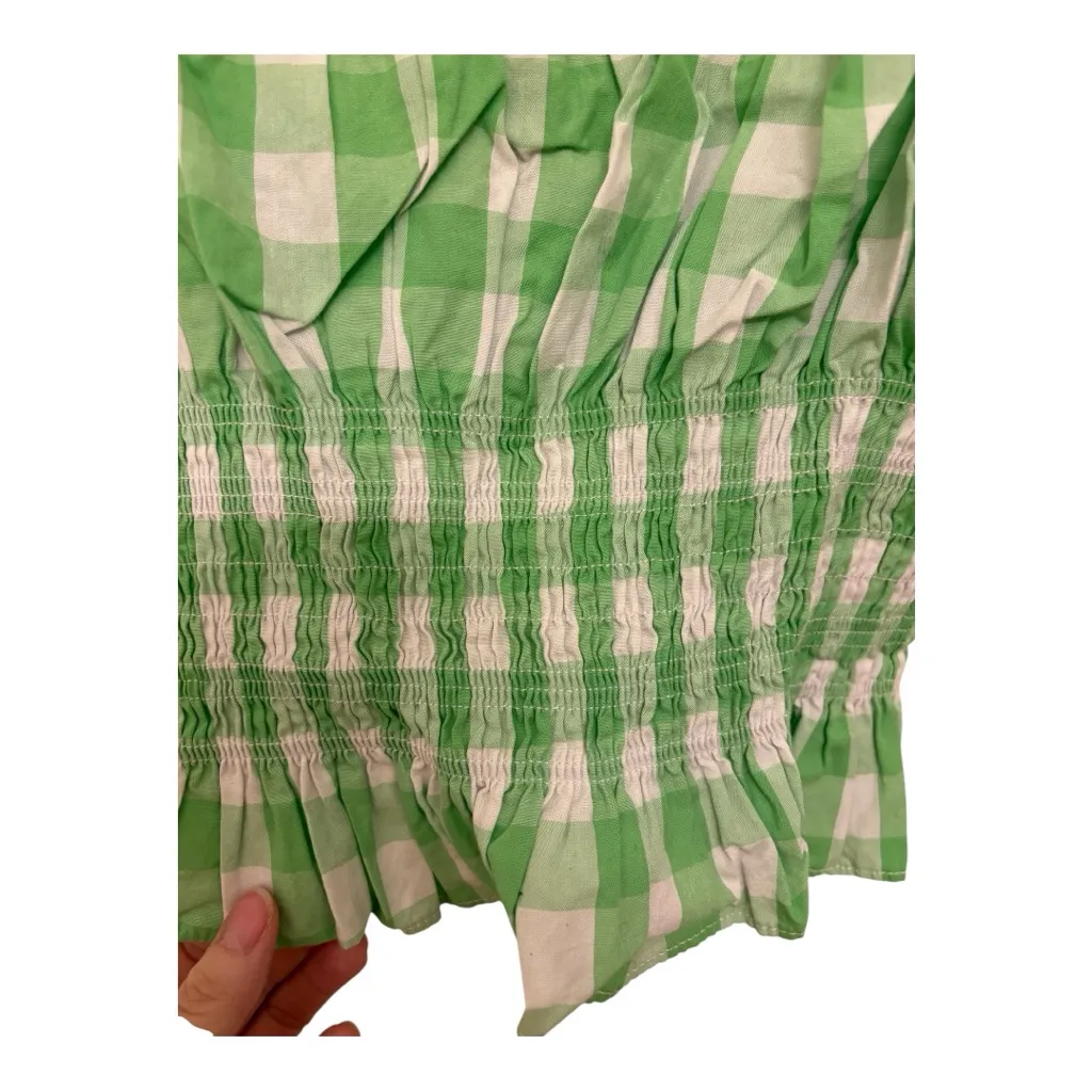 Urban Outfitters Green Gingham Smocked Crop Top M Cottagecore Coquette Style - Image 4