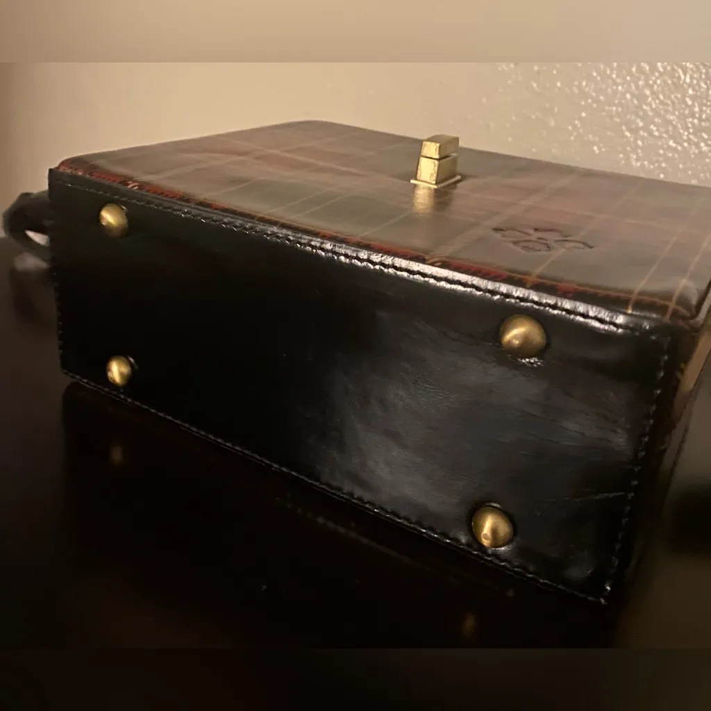 New Patricia Nash Tauria Box Satchel Gold Foil Tartan Shoulder Crossbody Bag NWT - Image 6