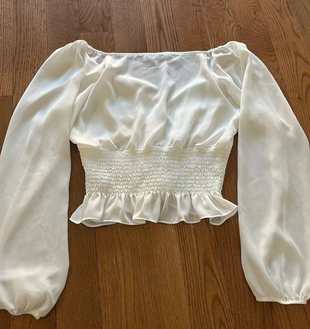 White Crop Top Size L - Image 2