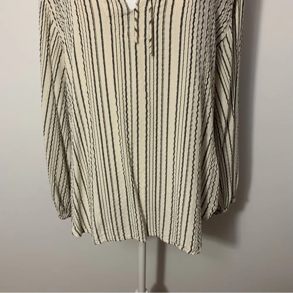 Free People Striped Balloon Sleeve Hi-Low Blouse Size S - Image 4