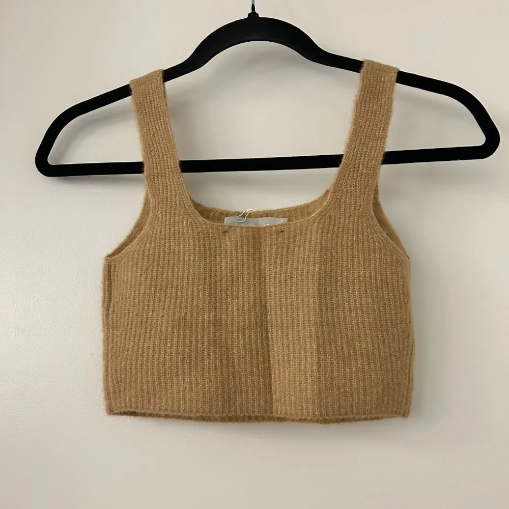 Everlane Wool Cropped Soft Knitted Tank Top in Camel Brown Size XS NWT - Image 5