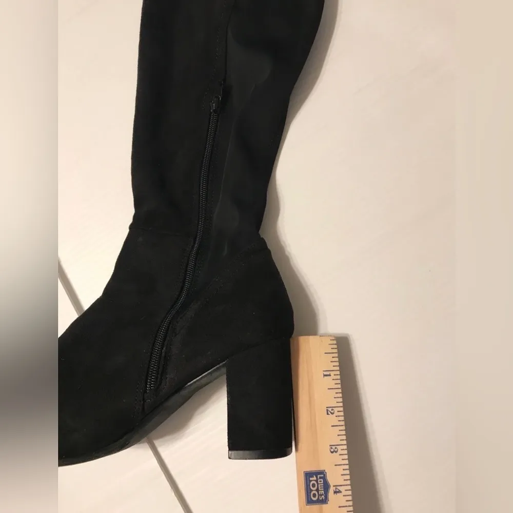 Wild Diva Lounge black faux suede over the boots heeled women size 10 - Image 10