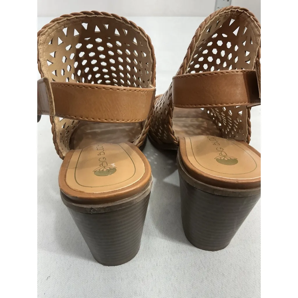 Womans Big Buddha Sandal Shoes 8 Brown Vented Slingback Open Toe Block Heel - Image 8