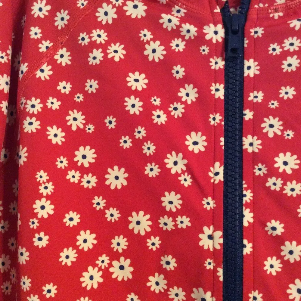 New NWT Madewell red floral print partial zip polo shirt womens Large L - Image 3