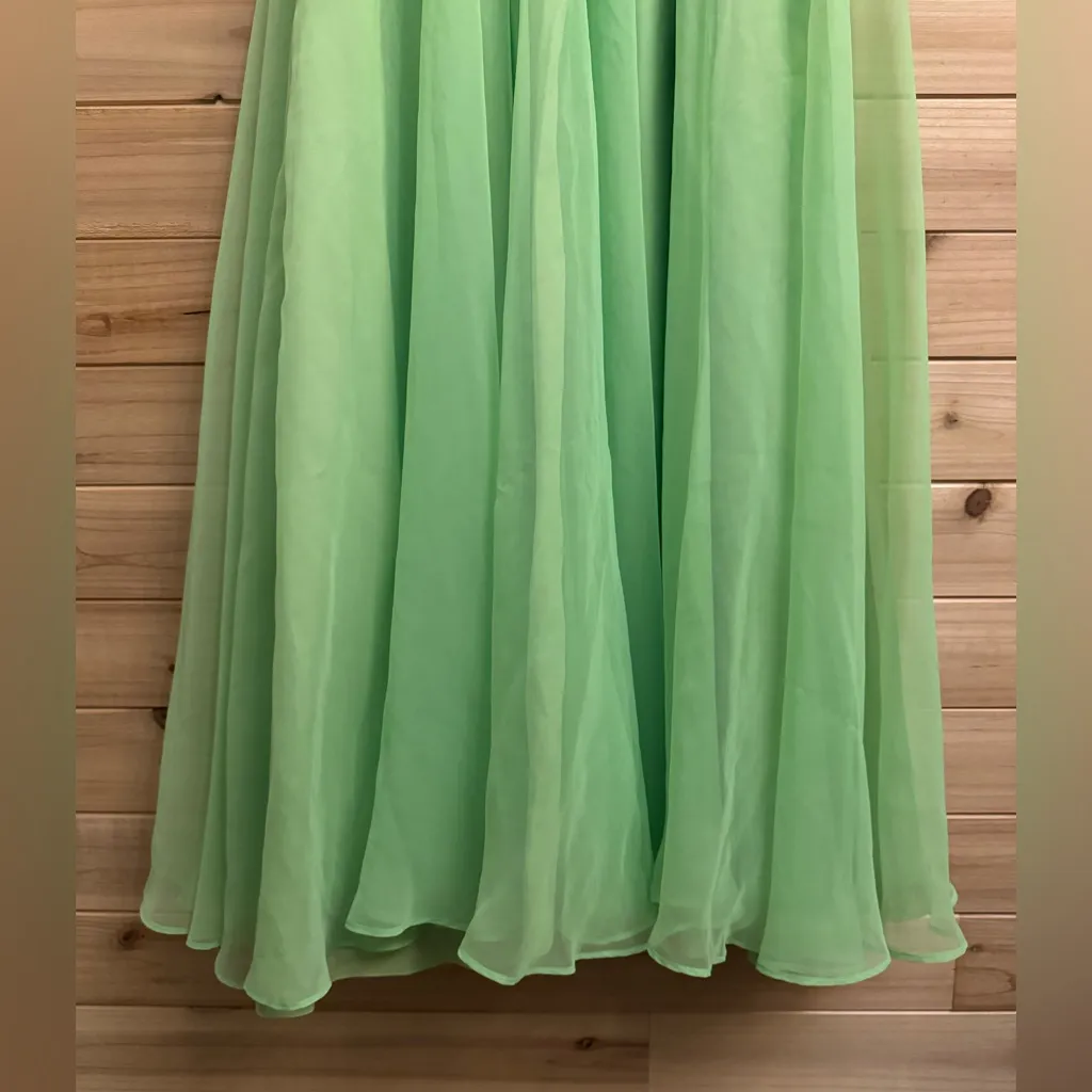 Vintage Mike Benet Size Small Lime Green Sequin Babydoll Chiffon Prom Dress - Image 9