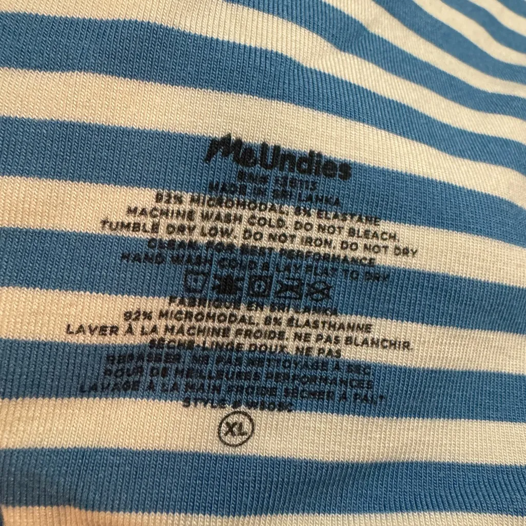 MeUndies New Curvy UltraModal Feel Free Ruched Bralette Amalie Stripes Blue XL - Image 8