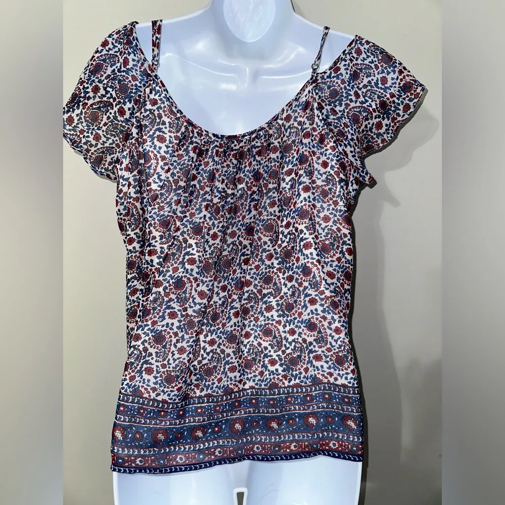 Joie 100% Silk Spaghetti Strap Cold Shoulder Ruffle Top‎ Lined NWOT Size S - Image 4