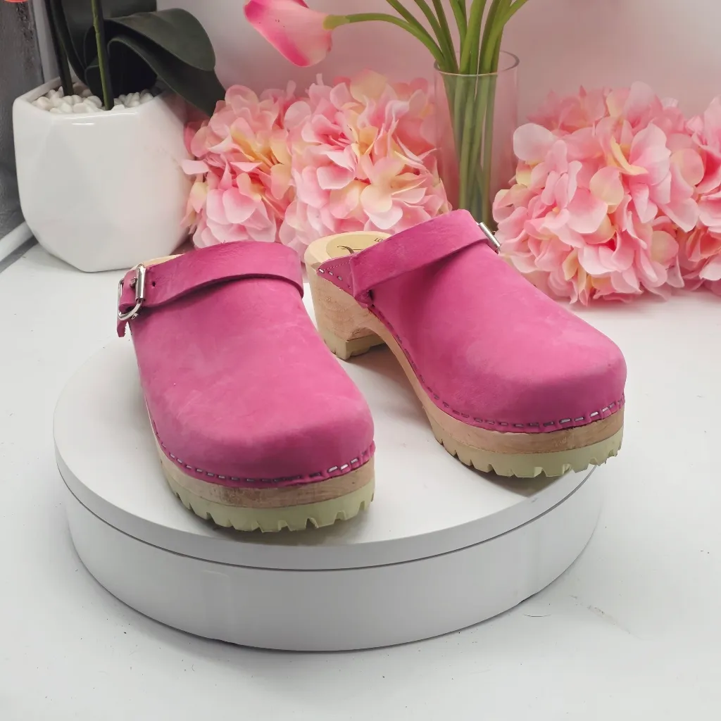 Lotta From Stockholm Classic Swedish Clogs Pink Oiled Nubuck Leather sz 7 - Image 12