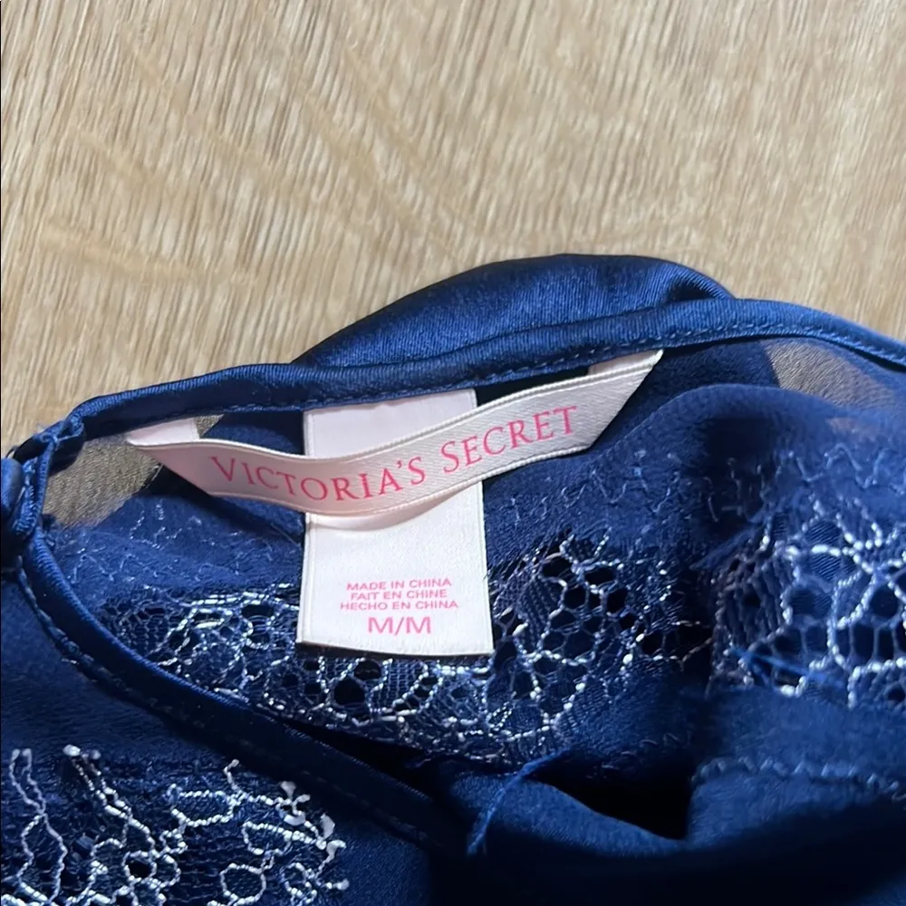 Y2K Victorias Secret Blue Lace Lingerie Mini Slip Sz Medium - Image 7