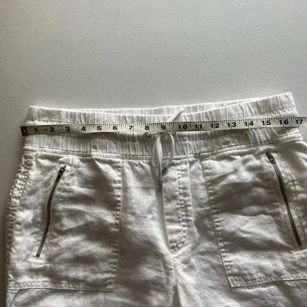 Athleta Cabo Linen Jogger Pants Women’s Size 12 White Pull On Elastic Pockets -2 - Image 11