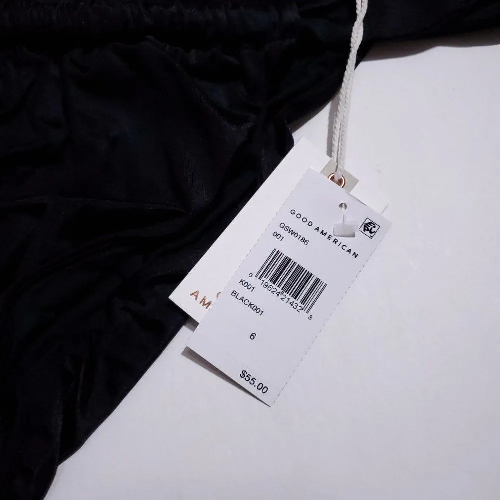 Good American Shine Ruched Bikini Bottom Black Shimmer Plus Size 3XL 6 - Image 6