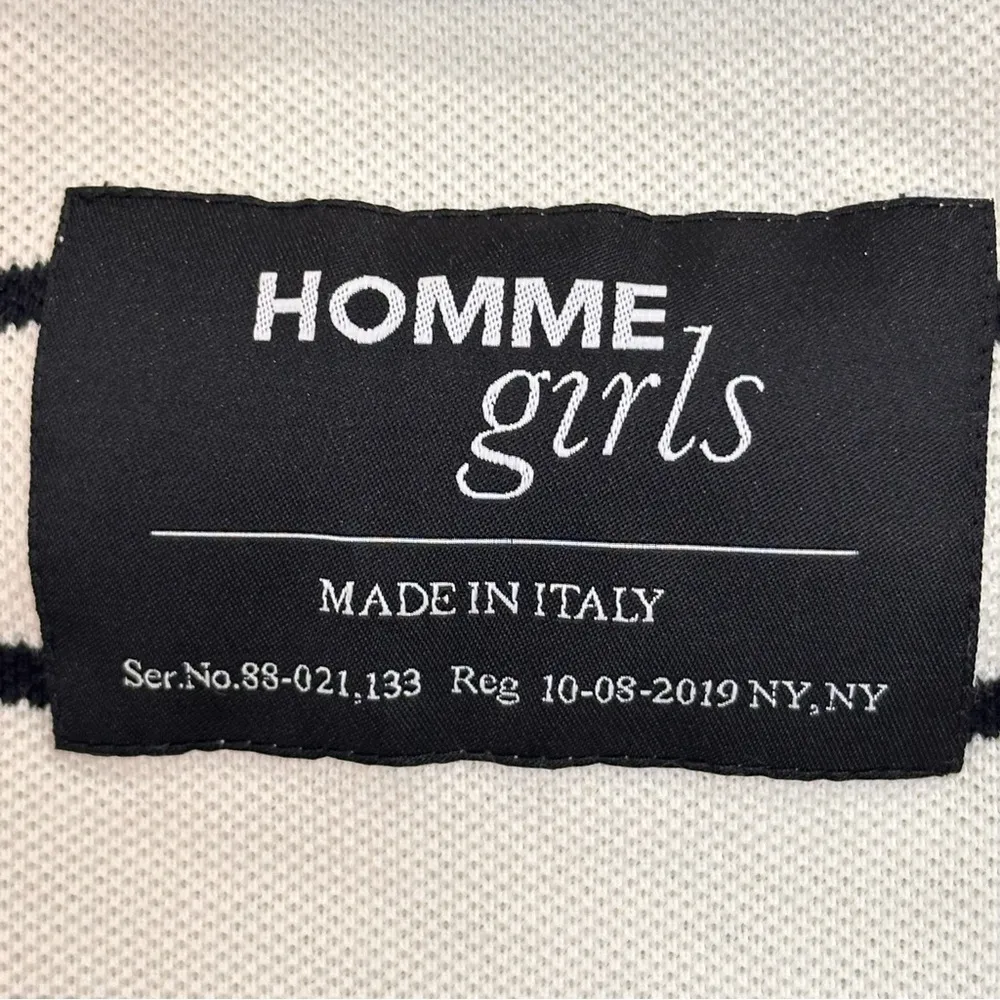 Homme Girls Pique Polo Shirt Cropped Striped Black White Size XS Rugby Preppy - Image 7