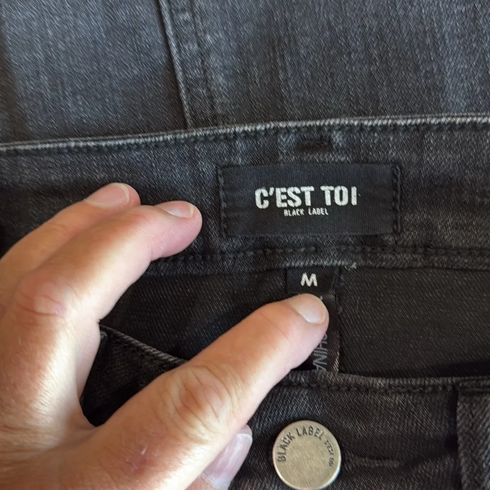 C'Est Toi Black Raw Hem Button Fly Jean Skirt Size M Size M - Image 3