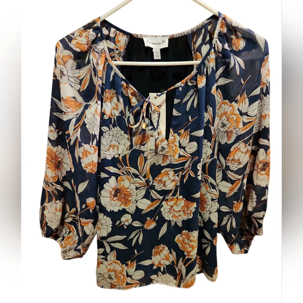 Veronica M Chiffon Split Neck Floral Blouse - Image 2