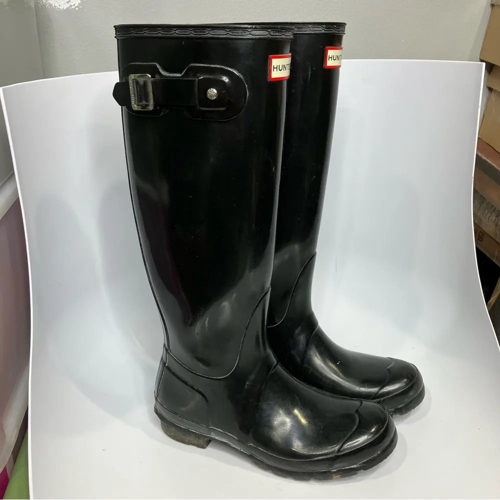 Hunter‎ original tall black rain boots women’s size 6 - Image 2