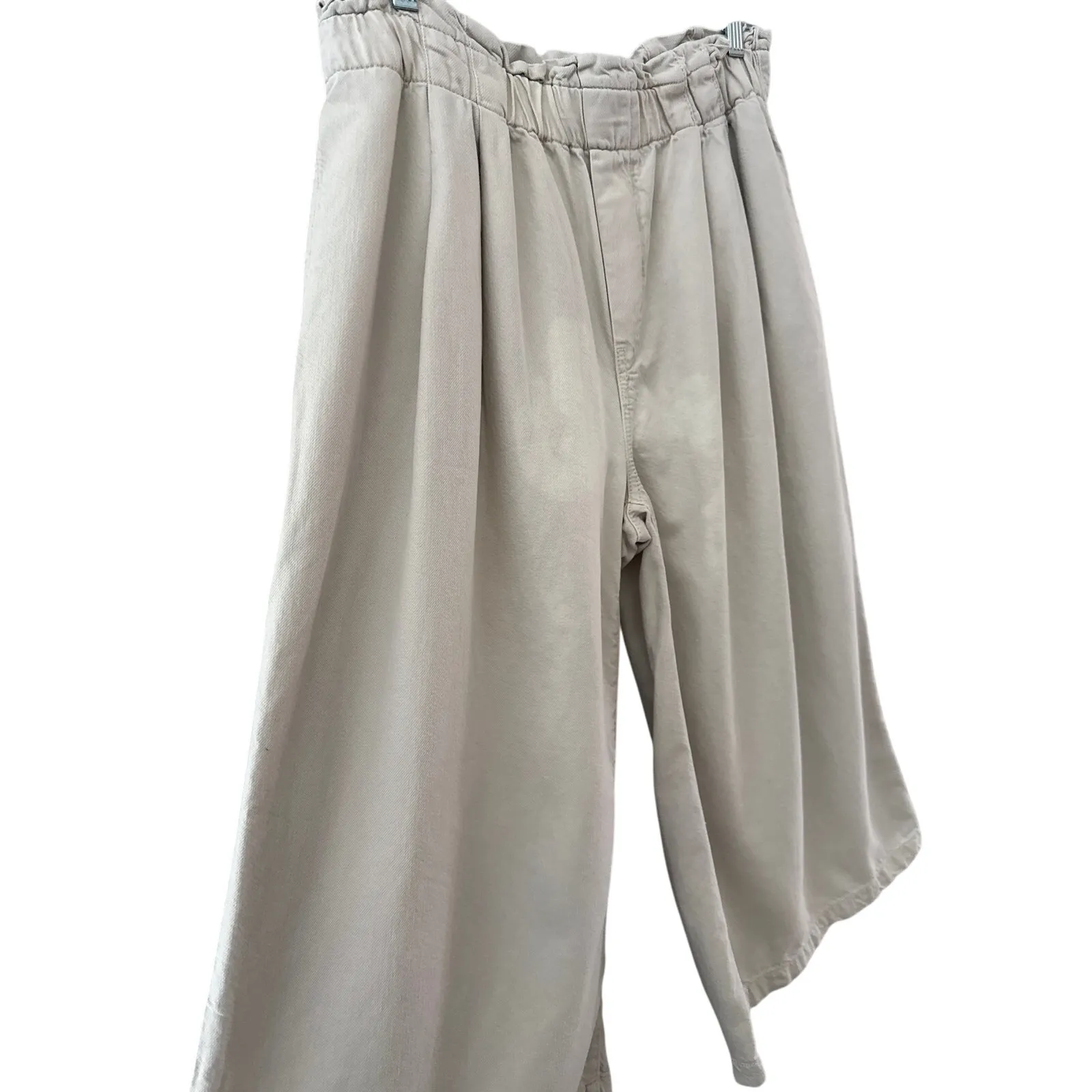 Anthropologie‎ Pilcro High-Rise Cropped Paperbag Cream Size Medium - Image 6