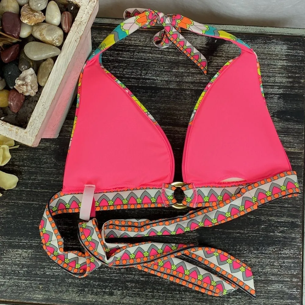 Victoria’s Secret Pink & White Mandala Print Padded Bikini Swim Top M - Image 2
