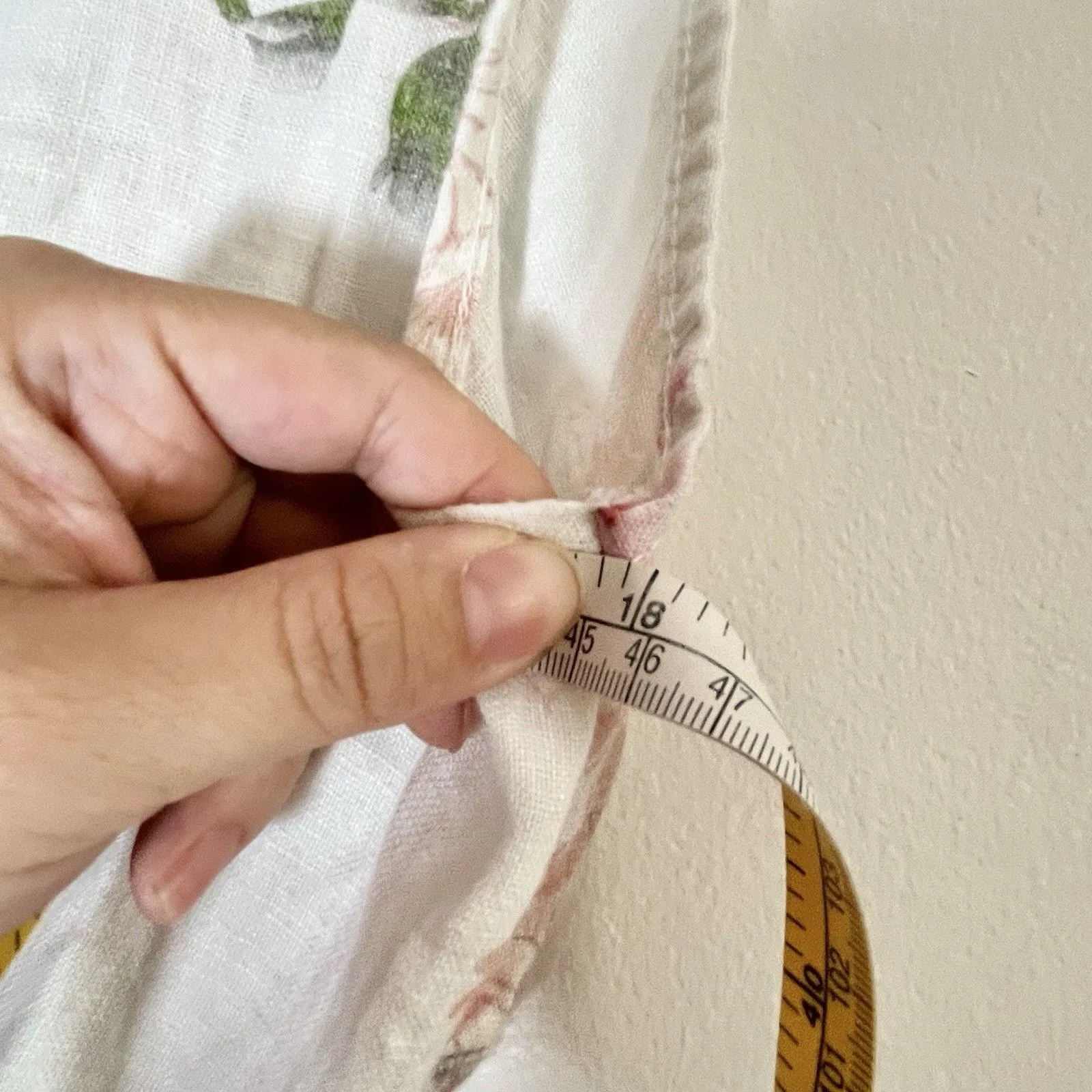 La Ragazze Linen Dress Women M Floral Maxi V Neck Boho Made In ITALY White Pink Size M - Image 7