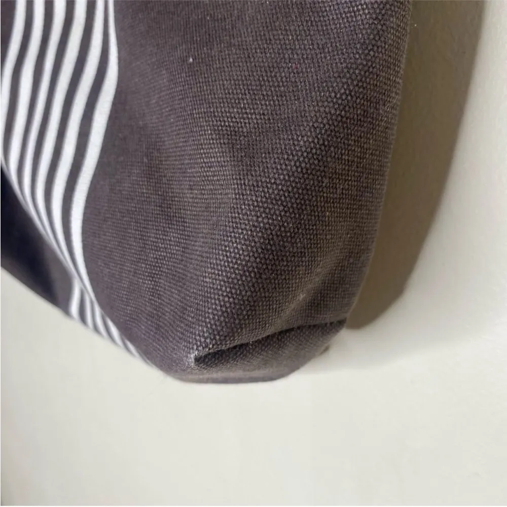 Henri Bendel Canvas Backpack Y2K Signature Dark Brown White Striped Convertible - Image 12