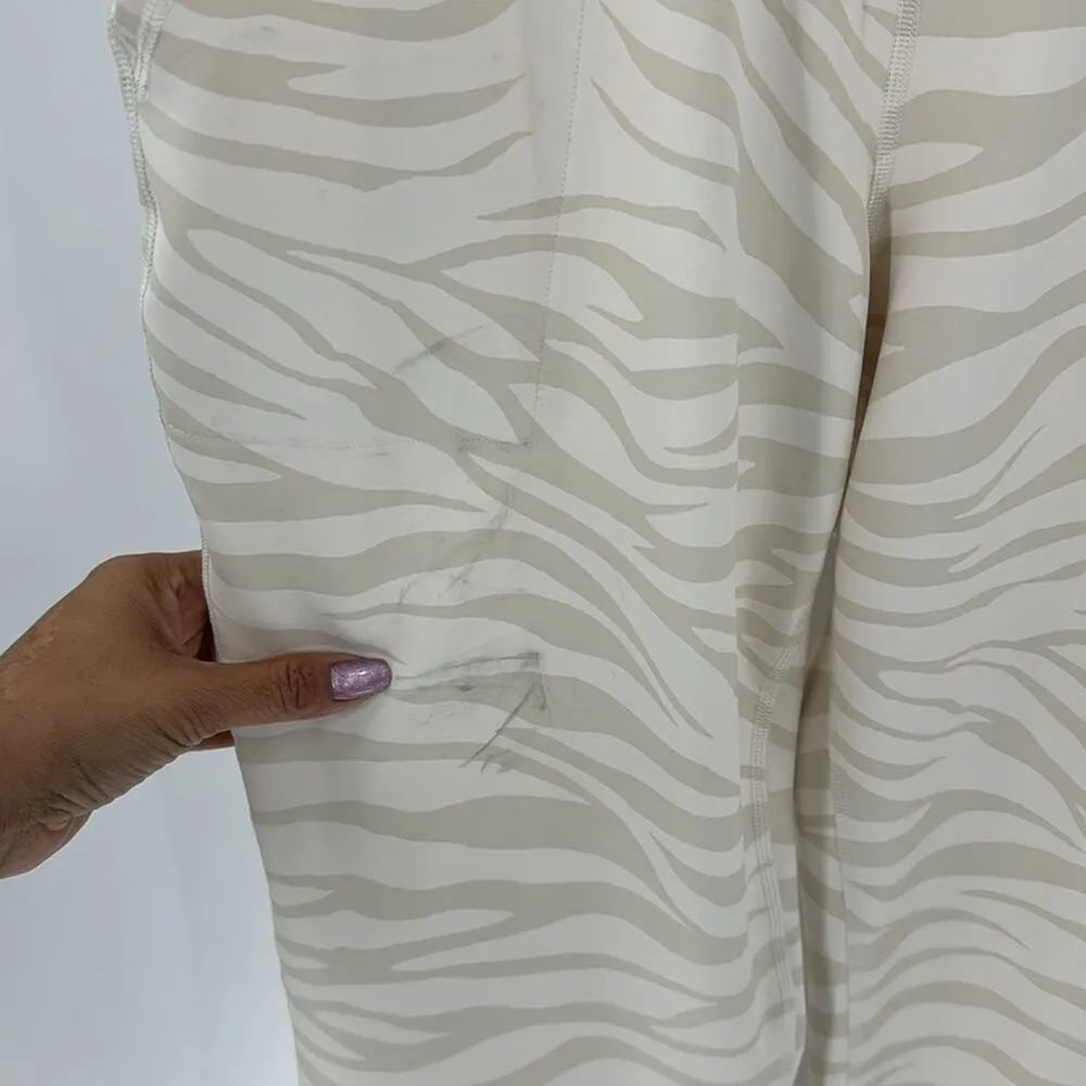 High-Waisted PowerSoft 7/8-Length Joggers for Women White Zebra Cream athleisure - Image 4