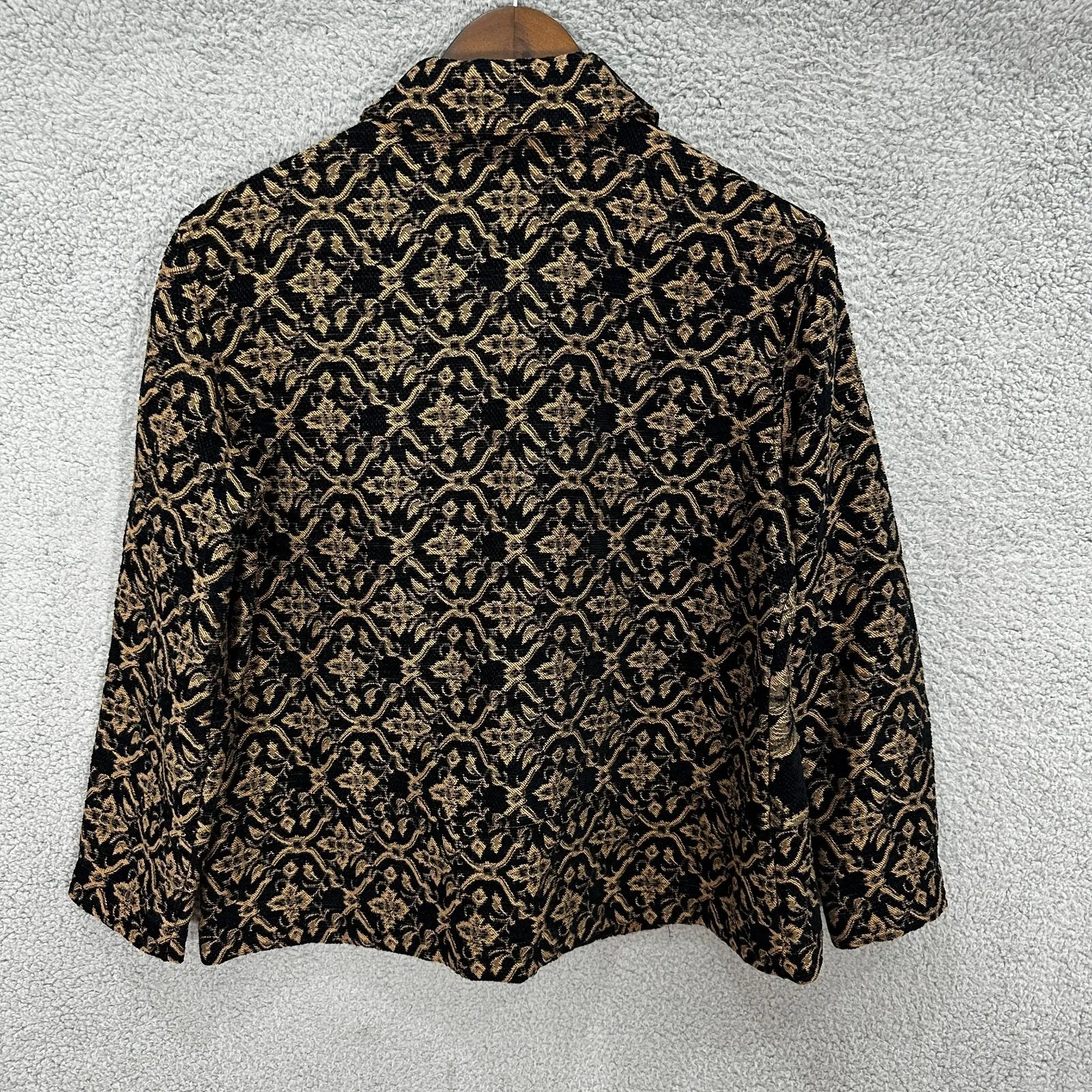 Coldwater Creek Brocade‎ Jacket 10P Black Gold Baroque Floral Gothic Whimsigoth - Image 6