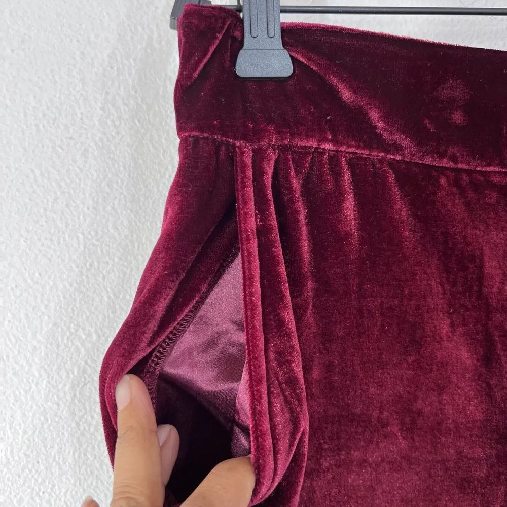 OAT New York Slim Velour Jogger Pants Womens Medium Cherry Elastic Waist & Ankle - Image 7