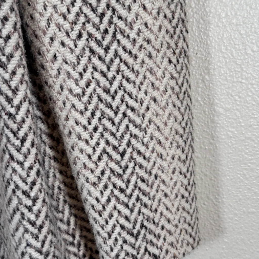 Vintage 1970s Grey Herringbone Double Breasted Pea Coat Womens 6 Union Made USA Gray - Image 11