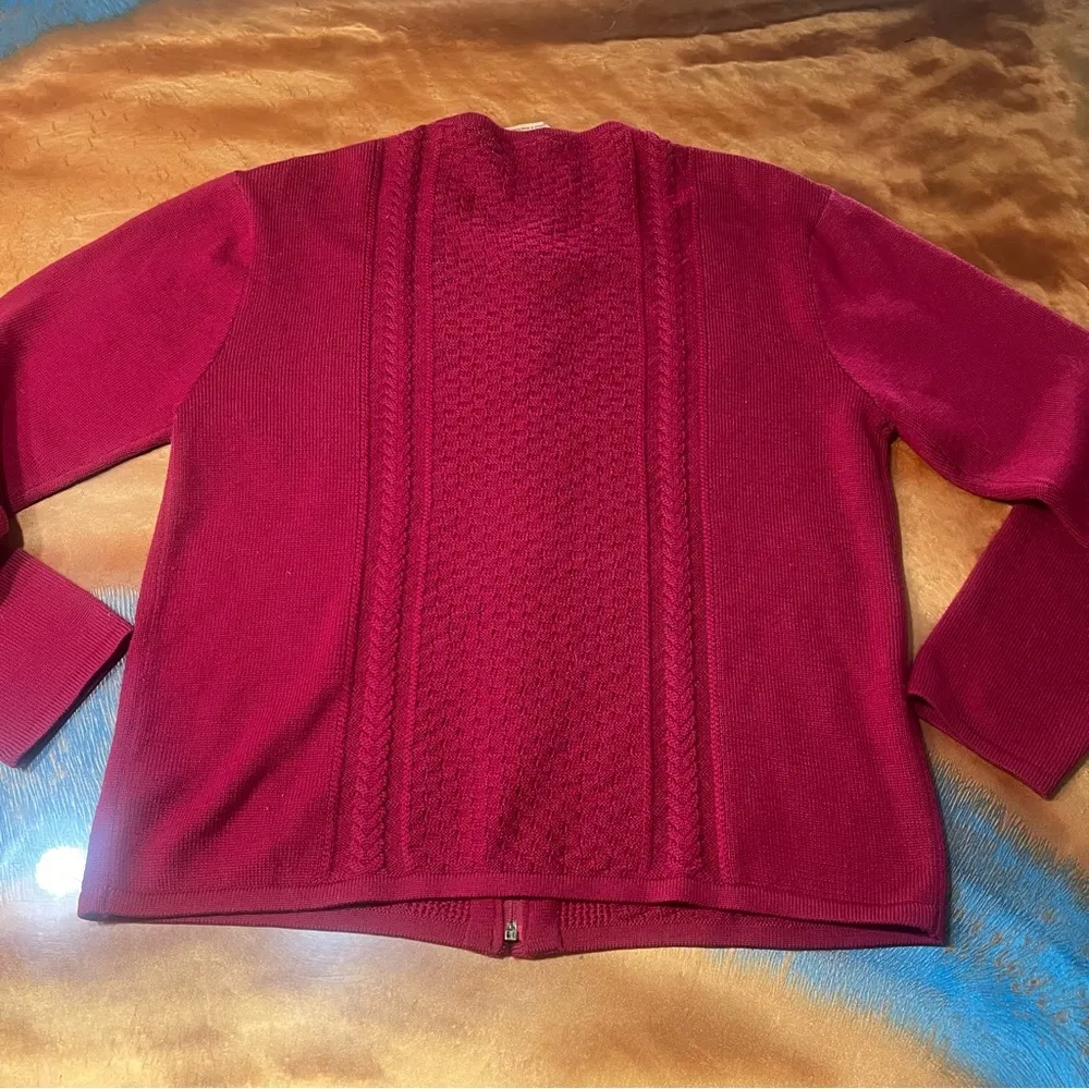 Vintage Smartwool Merino Wool Red Knit full zip Cardigan Sweater large - Image 4