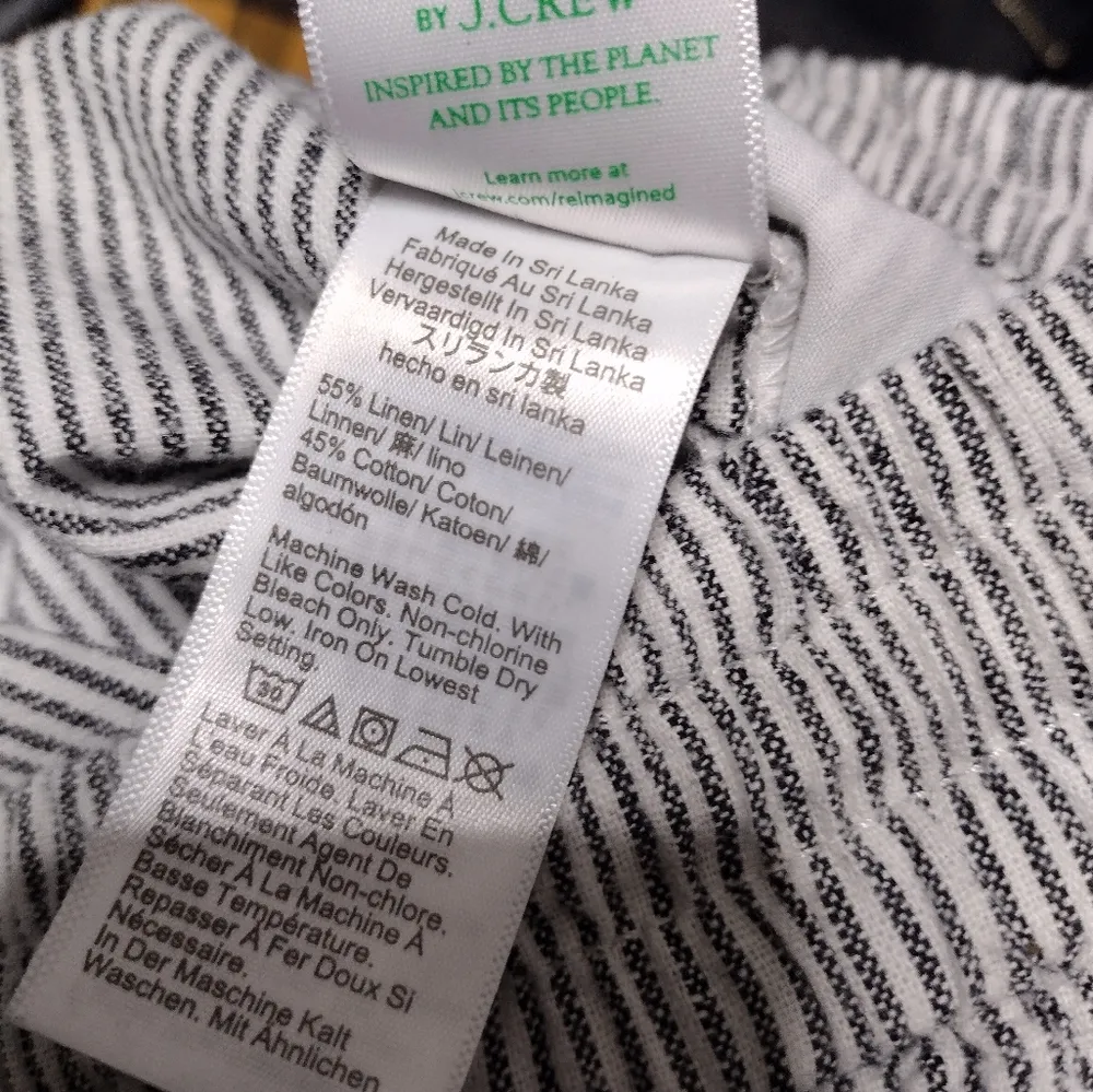 J. Crew Black and White Joggers with Tapered Ankles Linen Cotton Blend - Image 4