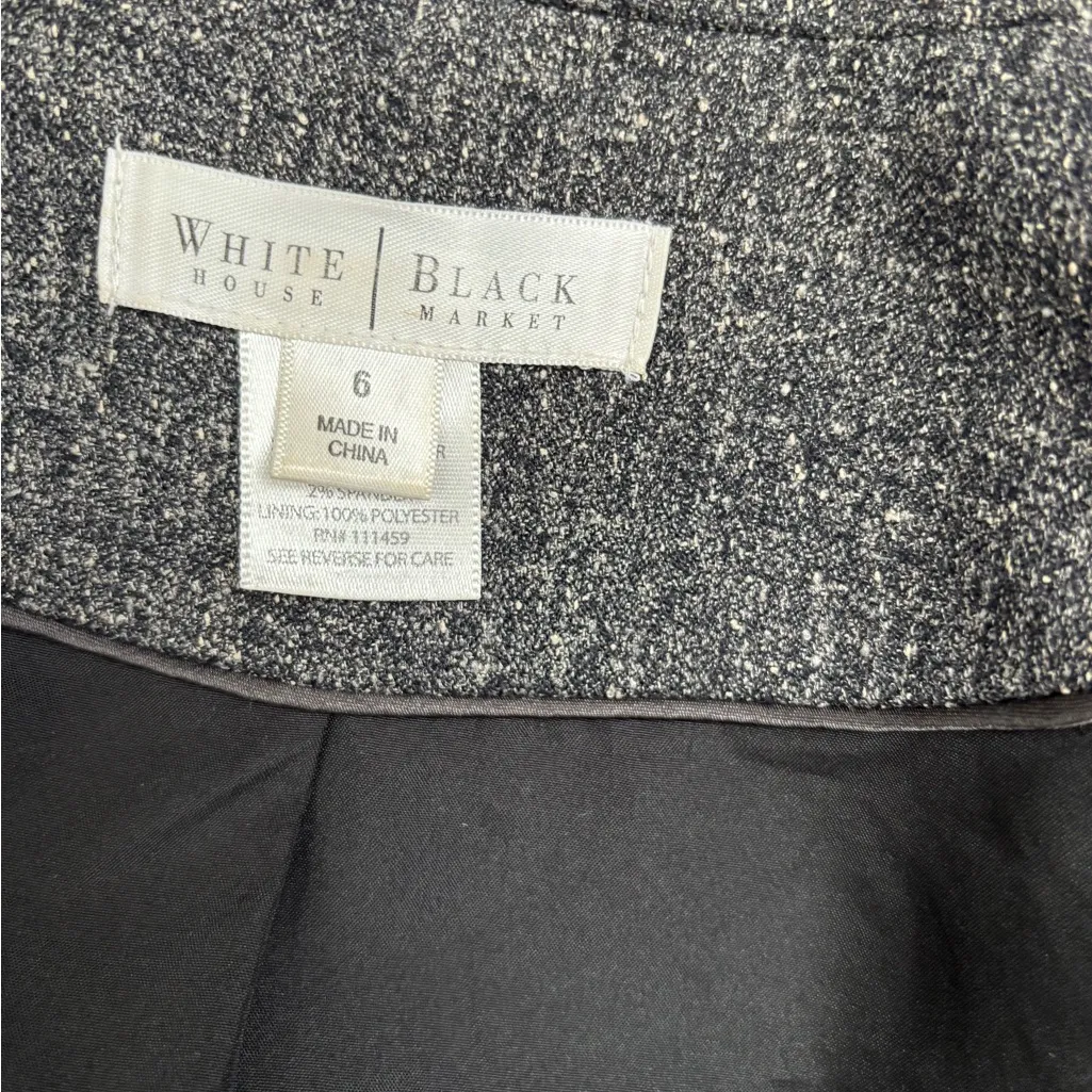 White House Black Market WHBM Tweed Blazer Size 6 – Gray with White Stitching - Image 2