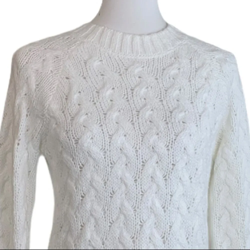 Lucky Brand Women's Quinn White Chunky Cable Knit Sweater Size Small - Image 5