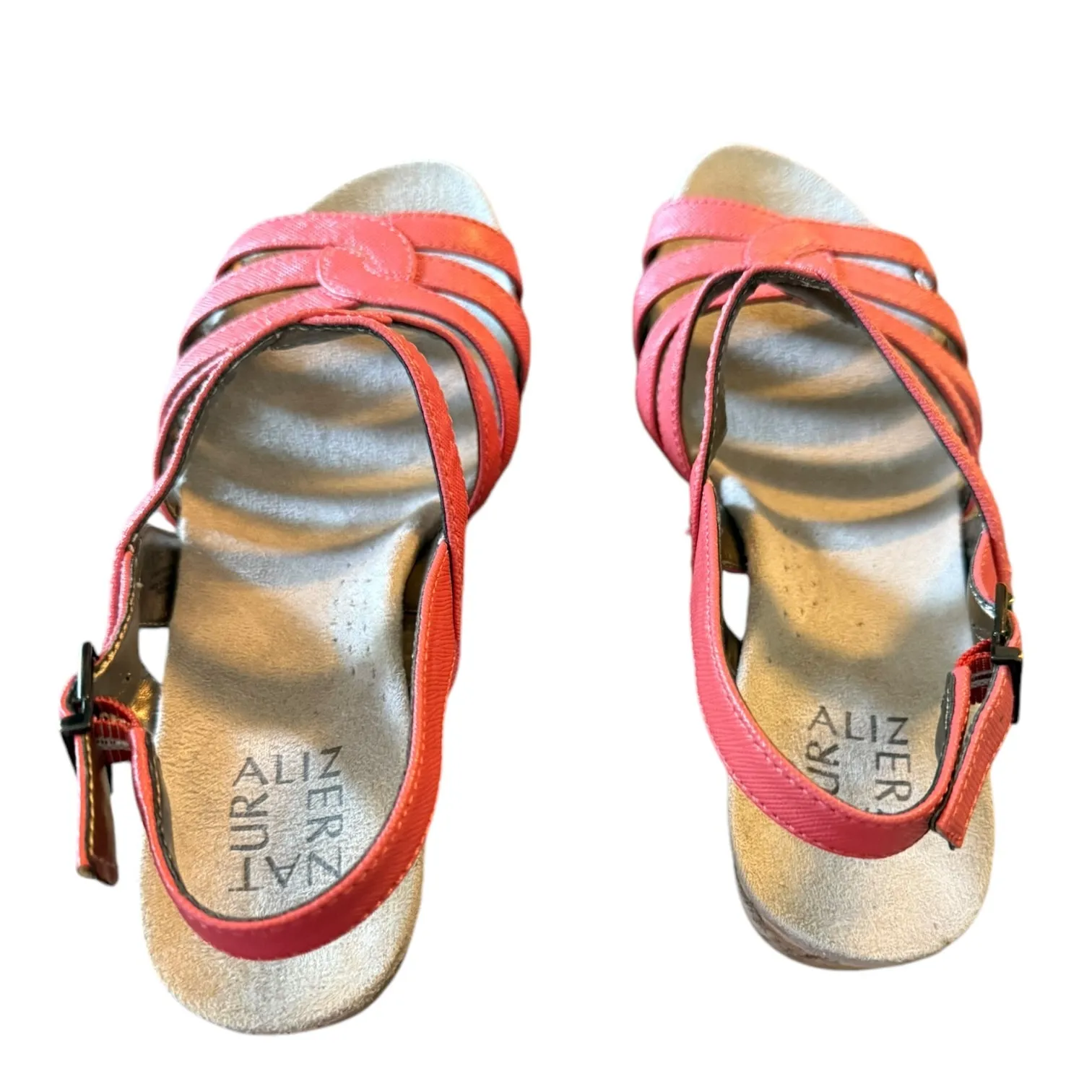 Naturalizer Novak Cork Wedge Coral Slingback Shoes Size 8W - Image 4