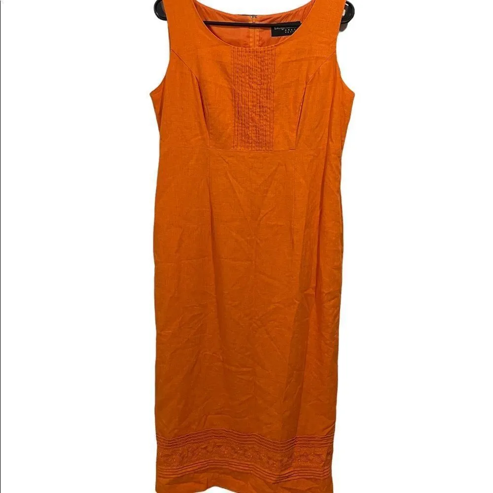 Vintage Sag Harbor Linen 2 Piece Set Tangerine Eclectic Hippie Swirl Shirt Dress - Image 5