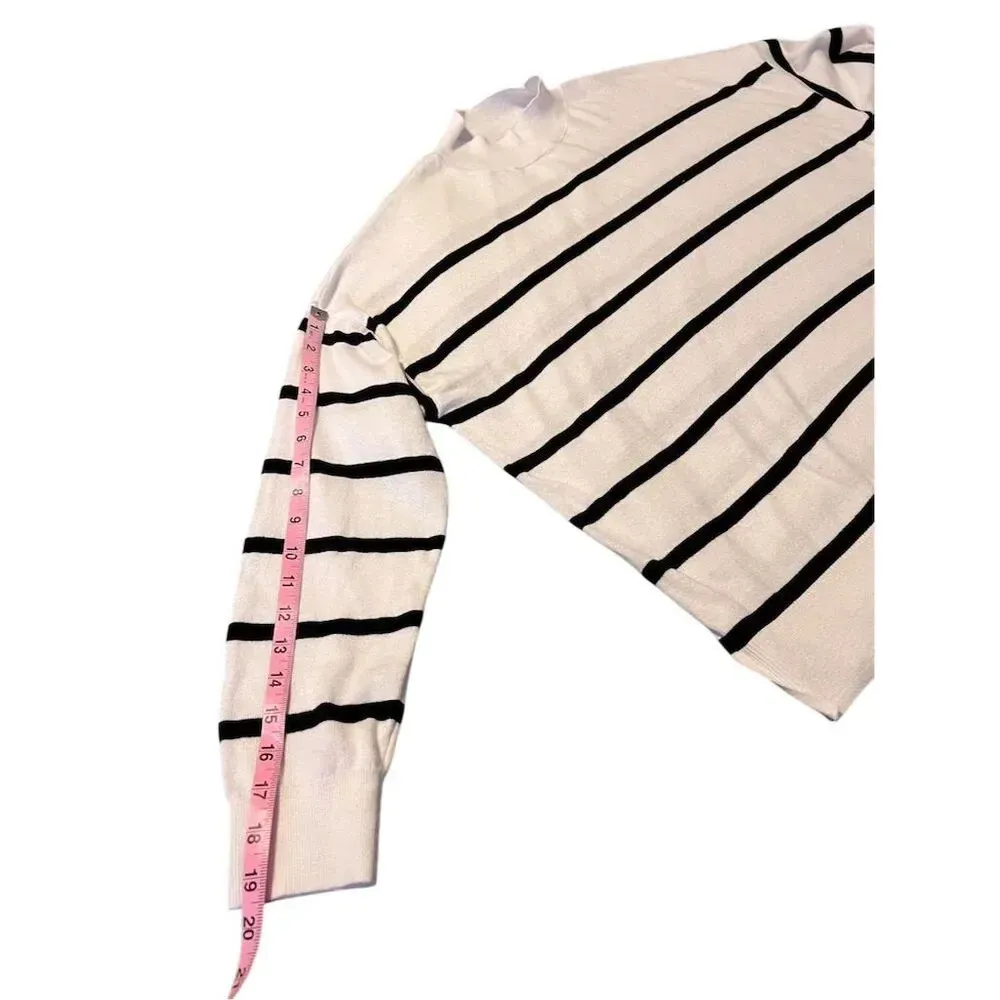 Old Navy Women's XL Black Striped Crew Neck Pullover Sweater Casual - Image 5