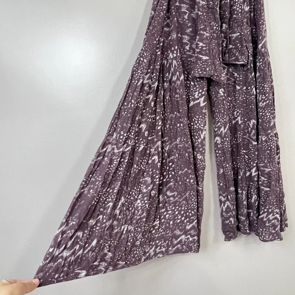 Olivaceous Womens Pants Small Wide Leg Rayon Elastic Waist Pull On Brown Boho - Image 5