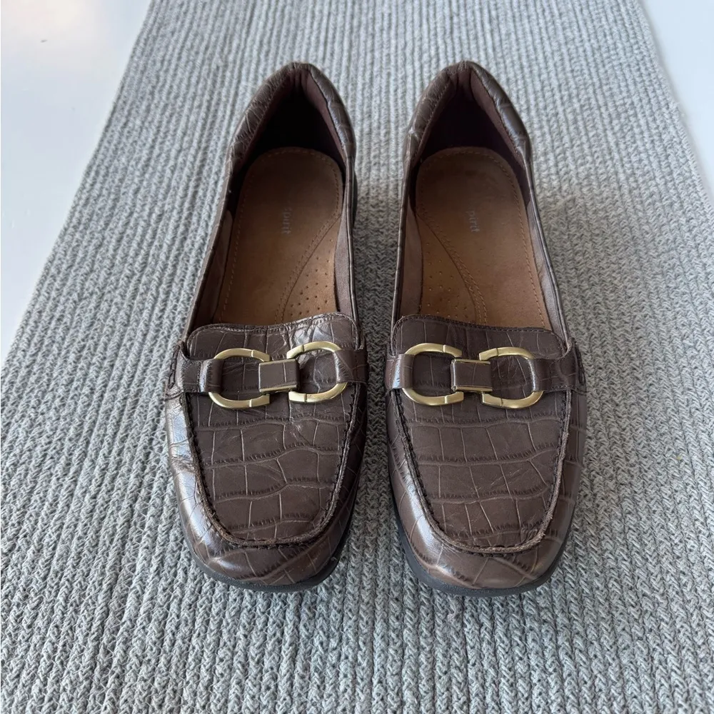 Easy Spirit Avienta Brown Croc Leather Brass Horsebit Loafers Shoes Size 10M - Image 12